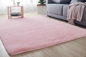 Blanco-Rosa, 80x120cm Alfombra de Dormitorio cómodas alfombras de Sala de Estar HEXIN Alfombra de Terciopelo,Alfombra de área Peluda Suave Alfombras mullidas de Interior Modernas 